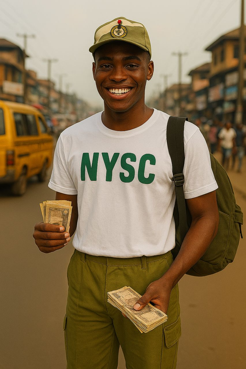 NYSC member holding money, symbolizing budget-friendly pricing